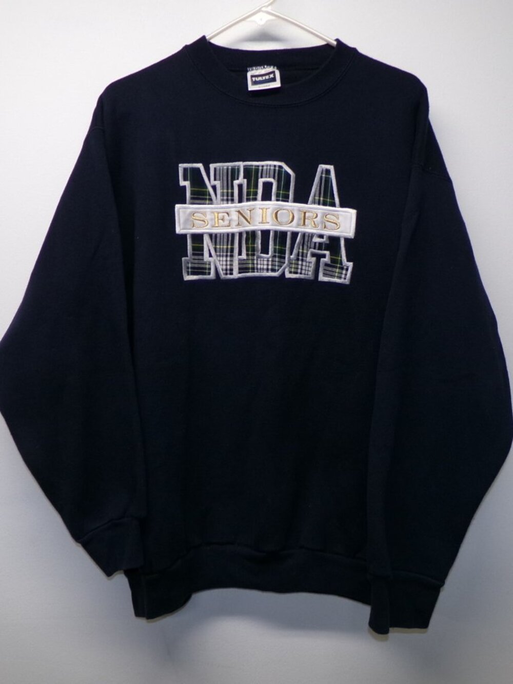 Vintage 90s Notre Dame NDA Seniors Class of 1994 Tultex Blue Sweatshirt sz XL